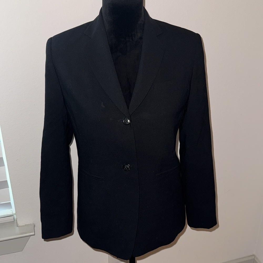 Talbots Black Single Front Three Button Blazer / … - image 2
